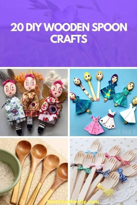 20 Clever DIY Wooden Spoon Crafts 21 Crafts With Wooden Spoons, Diy Wooden Spoons Crafts, Wooden Spoon Ideas, Wooden Spoon Diy, Wooden Spoon Puppets, Fork Crafts, Wooden Spoon Crafts, Small Wooden Spoons, Spoon Craft