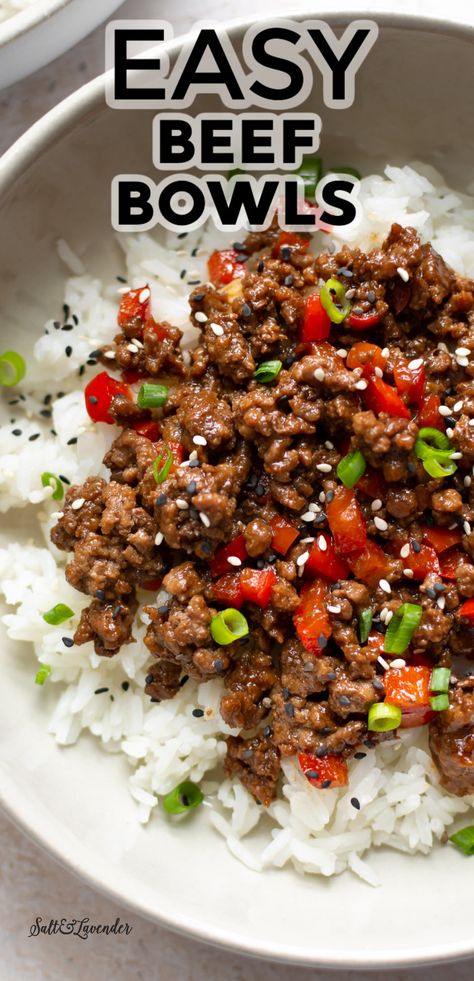 Essen, Beef Bowl Recipe, Rice Bowls Healthy, Minced Beef Recipes, Beef Bowl, Healthy Bowls Recipes, Beef Bowls, Healthy Beef, Rice Bowls Recipes