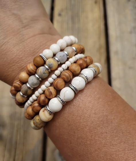 Wood Beaded Bracelets, Trendy Wooden Beads Bracelets, Wood Bead Bracelet Ideas, Bohemian Wooden Bead Bracelets, Rustic Wooden Beads Bracelet, Artisan Wooden Beads Bracelets For Meditation, Holistic Wooden Beaded Bracelets For Meditation, Jewellery Homemade, Wood Bead Jewelry