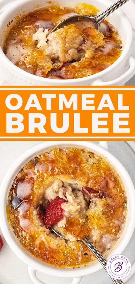 Toppings For Oatmeal, Oatmeal Brulee, Breakfast Creme Brulee, Ramikin Recipes Breakfast, Healthy Ramekin Recipes, Ramkin Recipes Dessert, Recipes That Use Ramekins, Warm Oatmeal Recipes, Ramekin Breakfast Recipes