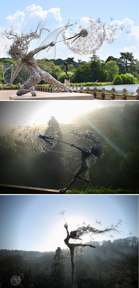 Urban Sculpture, Robin Wight, Fantasy Wire, Water Sculpture, Zoo Ideas, Maxfield Parrish, Pic Inspiration, Wire Sculptures, Public Artwork