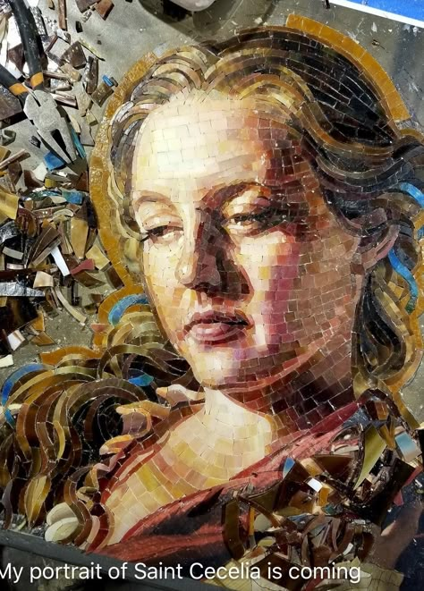 Mia Tavonatti, Portrait Mosaic, Mosaic Faces, Stained Glass Mosaic Art, Mosaic Portrait, Mosaic Art Projects, Mosaic Artwork, Mosaic Design, Surrealism Painting