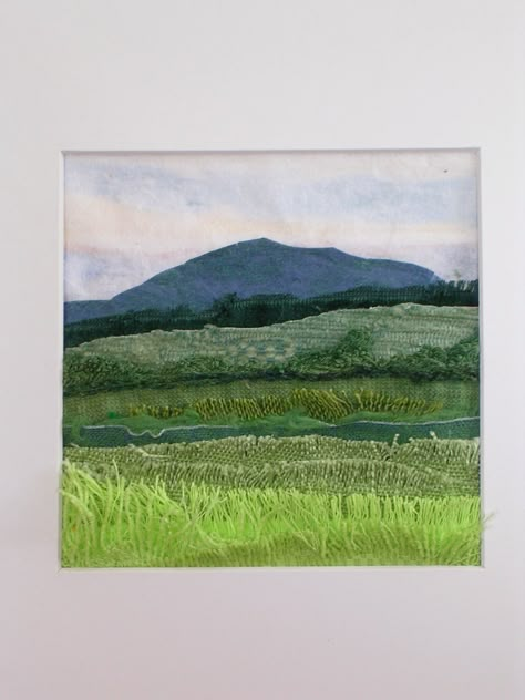 Landscape Fabric Art, Fabric Art Collage Landscape Quilts, Landscape Textile Art, Recycled Textile Art, Fabric Applique Art, Fabric Landscapes Textile Artists, Fabric Landscape Art, Landscape Quilts Ideas, Stitched Landscapes