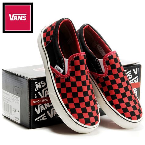 Vans Slip On Vans Outfit, Red And Black Vans, Black Vans Shoes, Red Checkered Vans, Vans Checkerboard Slip On, Designer Leather Bags, Vans Checkered, Checkered Vans, Vans Outfit