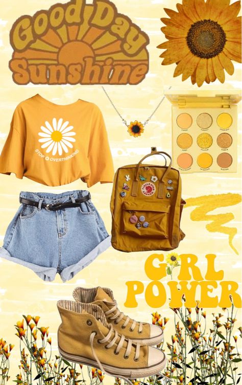 Retro Halloween Outfit, Suncore Aesthetic Outfits, Sunshine Outfit Aesthetic, Frogcore Aesthetic Outfits, Summercore Outfits, Honeycore Outfits, Honeycore Aesthetic Outfits, Sunshine Core, Honeycore Aesthetic