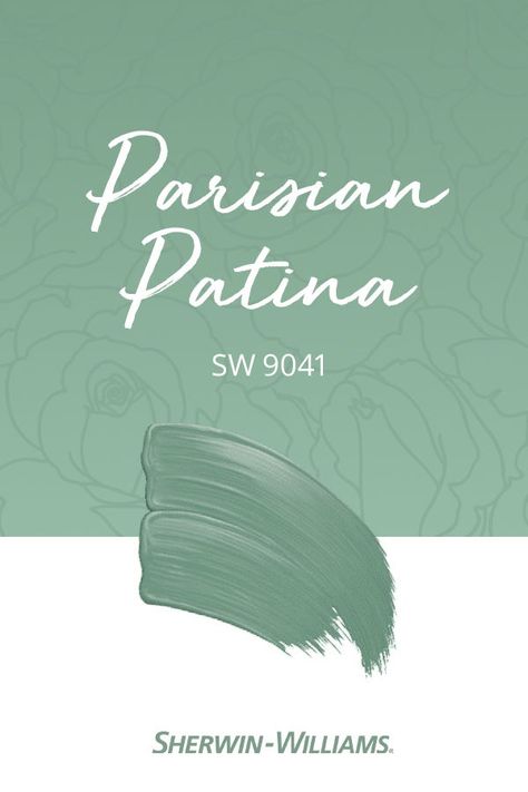 Sherwin Williams Parisian Patina, Sw Parisian Patina, Parisian Patina Sherwin Williams, Grey Bedroom Paint, Gimme Shelter, Patina Paint, Front Door Paint Colors, Blueish Green, Renovation Inspiration