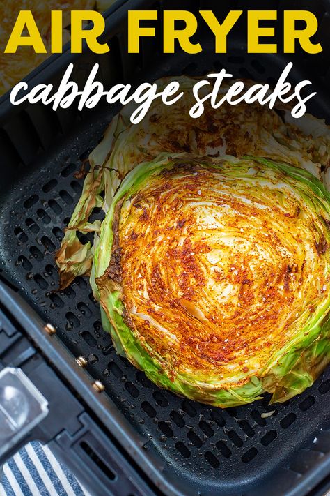 Steaks In Air Fryer, Air Fryer Cabbage, Fryer Cabbage, Air Fryer Recipes Healthy Low Carb, Cabbage Wedges, Steak Sandwiches, Cabbage Steaks, Roasted Cabbage, Cooked Cabbage