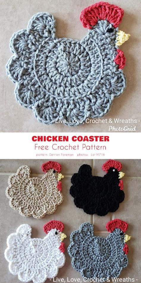 Kitty Coasters Free Pattern, Cute Crochet Coaster Pattern, Crochet Ideas And Patterns, Random Crochet Patterns, Fun Quick Crochet Projects, Crochet Decor Free Pattern, Acrylic Yarn Crochet Patterns, Cute Useful Crochet Projects, Crochet Craft Show Ideas To Sell