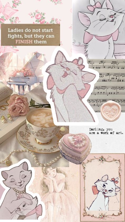 ليلو وستيتش, Wallpapers Ideas, Marie Cat, Pink Wallpaper Girly, Marie Aristocats, Disney Collage, Photographie Portrait Inspiration, Pinturas Disney, Disney Aesthetic