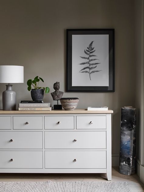 Bedroom Chest Of Drawers Decor Top Of, Styling A Chest Of Drawers, Bedroom Ideas Chest Of Drawers, Office Chest Of Drawers, Chest Of Drawers In Living Room, Top Of Chest Of Drawers Decor, Decorate Chest Of Drawers Top, Drawer Top Decor Ideas, Chest Of Drawers For Bedroom