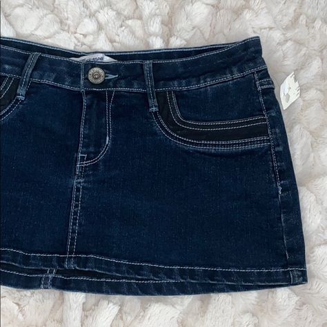 Dark Blue Wash Denim Jean Skirt, Small Size Small Fits Like 1/3 Dark Blue Mini Skirt, Dark Denim Skirt, Skirts Denim, Blue Mini Skirt, Blue Denim Skirt, Denim Jean Skirt, Prom Dress Inspiration, Dark Blue Jeans, Different Outfits