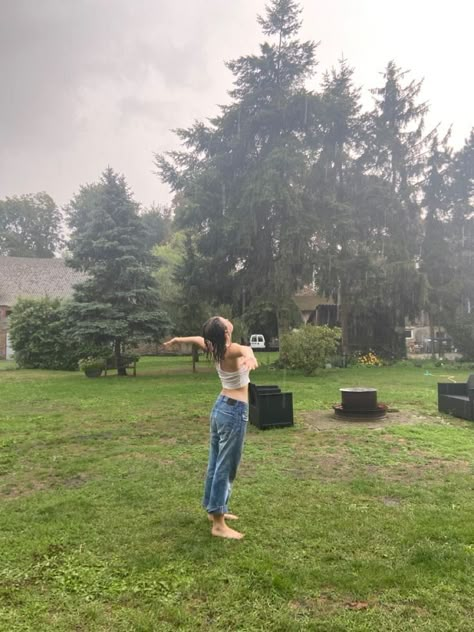 Rain Photo Aesthetic, Rain Summer Aesthetic, Walking In Rain Aesthetic, Aesthetic Rain Photos, Dance In Rain Aesthetic, Dance In The Rain Aesthetic, Playing In The Rain Aesthetic, Spring Aesthetic Rain, Girl In The Rain Aesthetic