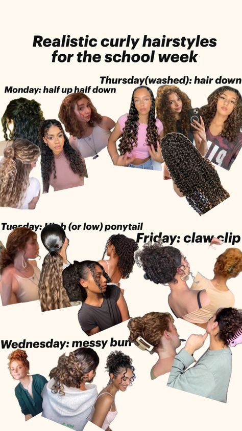 Curly Hair Bitmoji, Low Manipulating Curly Hair Styles, Weekly Hairstyles For School, Simple Twist Hairstyles, Curly Fall Hairstyles, Irish Curls, Wavy Hair Styles Easy, Winter Curly Hairstyles, Curly Hair Advice