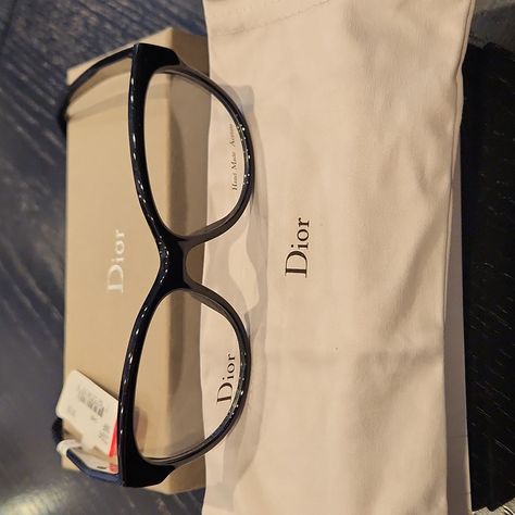 Brand New! Christian Dior Two-Tone Optical Frames. Black Front, Dark Grey Arms. Simply Add Your Prescription Or Wear Them As Fashion Glasses. Box, Case, Sleeve, And Microfiber Cloth All Included! Dior Reading Glasses, Luxury Brand Accessories, Dior Glasses Frames, Christian Dior Clothes, Reading Glasses Aesthetic, Cute Prescription Glasses, Black Glasses Aesthetic, Big Glasses Aesthetic, Cute Glasses For Women