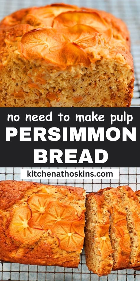 Keto Persimmon Recipes, Healthy Persimmon Recipes, Fuyu Persimmon Bread, Vegan Persimmon Recipes, American Persimmon Recipes, Recipes With Persimmons, Persimmon Aesthetic, Persimmon Butter Recipe, Persimmon Bread Recipe Easy