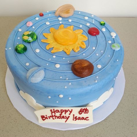 Easy Space Cake, Outer Space Smash Cake, Space Themed Cakes, Solar System Cakes For Kids, Diy Space Cake, Outer Space Cakes For Kids, Planet Birthday Cake, Space Cake Ideas, Space Theme Birthday Cake