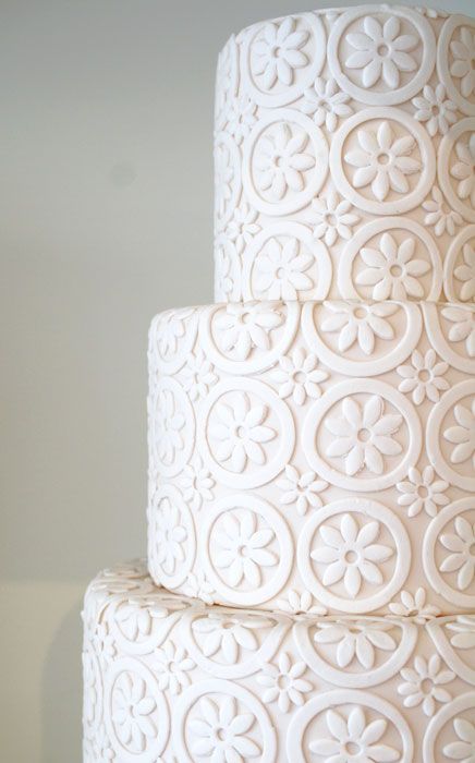 Bobbette & Belle | Signature Wedding Cakes bobbetteandbelle.com Wedding Cakes White, Daisies Wedding, Daisy Cake, Lace Cake, Symmetrical Pattern, White Cakes, Lace Wedding Cake, Cake Flowers, White Wedding Cakes