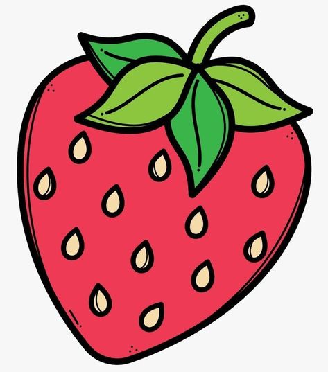 Cute Fruit Drawings Easy, Drawing Fruits For Kids, Fruits Drawing For Kids, Fresa Dibujo, Easy Fruit Drawing, Butterfly Wall Art Diy, Fruit Clip Art, Fruits Clipart, Strawberry Clipart