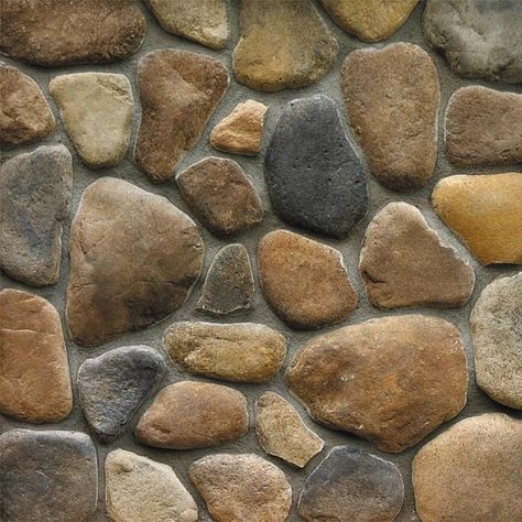 Faux River Rock Panels, River Rock Wall Interior, Faux River Rock Fireplace, River Rock Wall, Diy Stone Wall, Artificial Stone Wall, Rock Siding, Rochester Homes, Diy River Rock