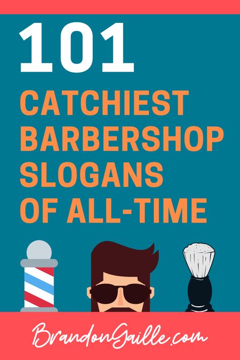 101 Catchy Barbershop Slogans and Taglines - BrandonGaille.com Barber Shop Sayings, Barber Shop Promotion Ideas, Barber Shop Advertising Ideas, Barber Quotes Men, Barber Advertising Ideas, Barbershop Marketing Ideas, Barbershop Names Ideas, Barber Shop Names Ideas, Barbershop Logo Ideas