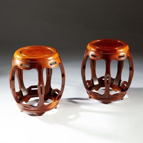 A Pair of Chinese Hardwood Barrel Stools Tarquin Bilgen Chinese Lantern, Occasional Tables, Wood Stool, Chinese Lanterns, Stools, Lanterns, Barrel, Candle Holders, Wood