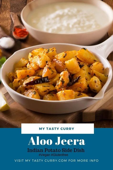 Jeera Aloo is a popular side dish made with potatoes and cumin seeds. Perfect to serve with Naan or plain dal and rice. #Vegan #Glutenfree #Indian #Potato #Sidedish #Vegetarian Jeera Aloo, Indian Beef Recipes, Aloo Recipe, Cooking Tips And Tricks, Indian Side Dishes, Vegan Indian Recipes, Aloo Recipes, Curry Ingredients, Popular Side Dishes