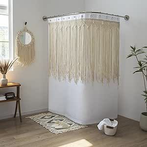 Macrame Shower Curtain, Boho Western Bathroom, Rv Decorating Ideas, Rv Decorating, Farmhouse Shower Curtain, Shower Curtain Ideas, Curtain Inspiration, Farmhouse Shower, Boho Shower Curtain