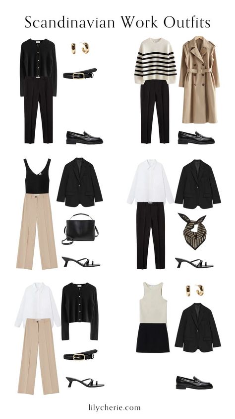 Need work out inspiration? Here is my Scandinavian capsule wardrobe featuring 12 different minimalist work capsule outfits. #modernchicfashion #scandinavianstyle #minimaliststyle #arket #neutralstyle #neutralcapsulewardrobe #capsuleoutfits Scandinavian Capsule Wardrobe, Minimalist Wardrobe Capsule, Classic Capsule Wardrobe, Capsule Wardrobe Outfits, Fashion Capsule Wardrobe, Business Casual Outfits For Work, Clothes And Shoes, Capsule Outfits, Wardrobe Outfits