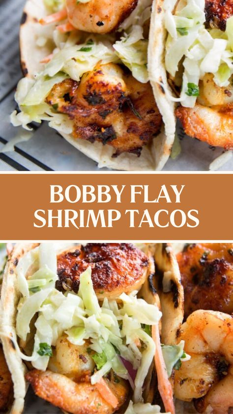 Bobby Flay Shrimp Tacos Smoked Shrimp Tacos, Shrimp Baja Tacos, Shrimp And Coleslaw Recipes, Bang Bang Shrimp Tacos With Slaw, Shrimp Recipes Mexican Style, Grilled Shrimp Tacos With Cabbage Slaw, Blackened Shrimp Tacos With Cabbage Slaw, Coleslaw For Shrimp Tacos, Seafood Tacos Recipes