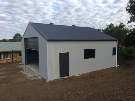 Shale Grey��™ Modern Shed Project - Recent Work Portfolio Colorbond Shed, Livable Sheds, Shed House Ideas, Sheds Ideas Backyard, Colorbond Roof, Big Sheds, Garage Transformation, Metal Shop Building, Shale Grey