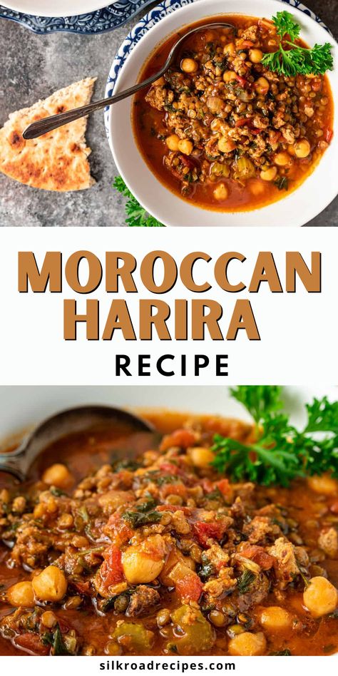 Harira Recipe, Middle Eastern Lentil Soup, Harira Soup, Moroccan Lentil, Moroccan Lentil Soup, Moroccan Recipe, Moroccan Soup, Tagine Cooking, Soup Video