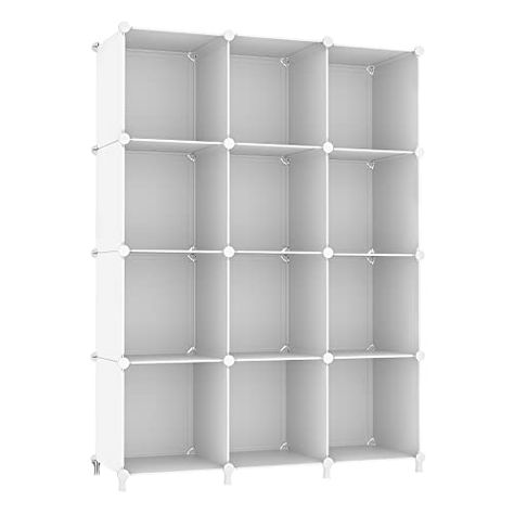 Organisation, White Cube Shelves, 12 Cube Storage, Cube Bookshelf, Storage Closet Shelving, Bookshelf Diy, Cube Storage Organizer, Clothes Shelves, Closet Clothes Storage