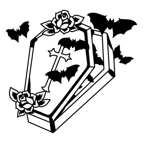 Decorated vampire coffin PNG Design Vampire Coffin, Coffin Tattoo, Twitch Streaming, Banner Drawing, Beach Illustration, Flash Tattoos, Tattoo Art Drawings, Tattoo Flash Art, Tattoo Outline