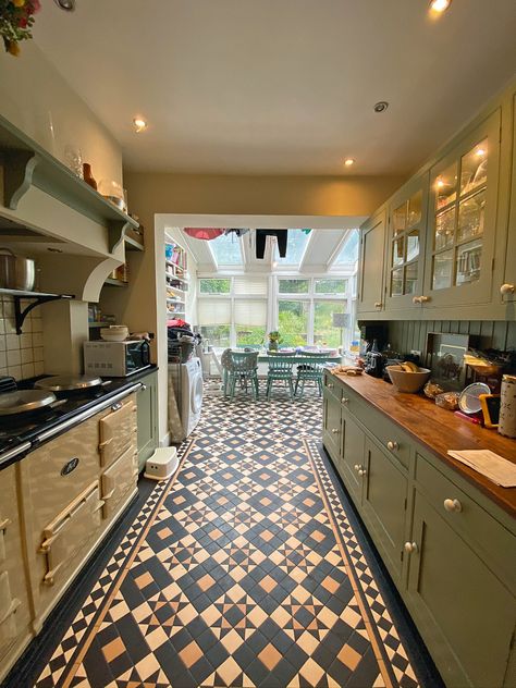 Before and after: a dated conservatory turned industrial-style kitchen extension | Real Homes Small Conservatory Extension, Open Plan Galley Kitchen, Conservatory Off Kitchen, Kitchen In Conservatory, Galley Kitchen Extension, Galley Style Kitchen Ideas, Conservatory Renovation Before And After, Tiny Conservatory Ideas, Glass Kitchen Extension