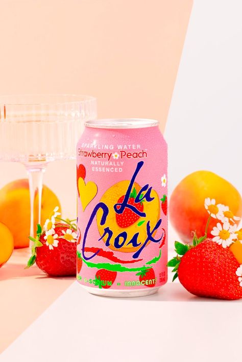 Natural LaCroix Strawberry Peach flavored Sparkling Water Flavored Sparkling Water, Classy Prom, Classy Prom Dresses, Sparkling Water, Peaches, The Sweet, Strawberries, Prom Dresses, Sparkle