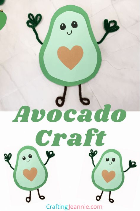 This cute avocado craft is so much fun. Grownups and kids will both have a blast making it. The step-by-step instructions and free craft template will make it a breeze. This avocado is a perfect Pre-K, preschool, or kindergarden craft. It’s a fun food craft everyone will enjoy. #preschoolcraft #foodcraft #kidscrafts #valentinesdaycraft Avocado Craft, Preschool Food Crafts, Free Craft Templates, Classroom Preschool, Fruit Crafts, Art Activities For Toddlers, Green Craft, Cute Avocado, Valentines Printables Free