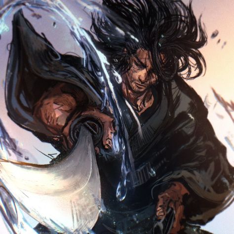 ©️anniechromes (twitter) Miyamoto Musashi Art, Samurai Concept, Vagabond Manga, Arte Ninja, Samurai Wallpaper, Miyamoto Musashi, Samurai Art, Bleach Manga, Anime Wall Art