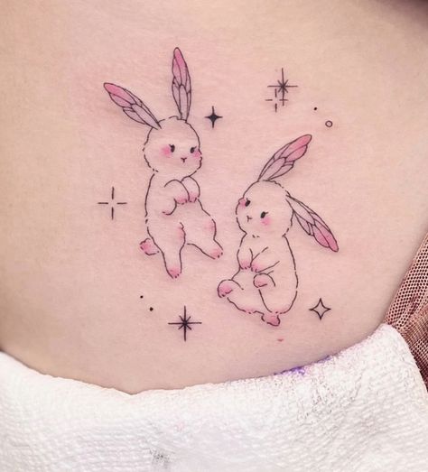 dragonfly bunny tattoo from atla🐰 #avatarthelastairbender #avatar #tattoo #tattooideas #bunnytattoo #bunny #aesthetic #tattooart Bunny With Fairy Wings Tattoo, Bunny Fairy Tattoo, Angel Bunny Tattoo, Cute Bunny Tattoo, Bunny With Wings, Hase Tattoos, Partner Tattoo, Fairy Wing Tattoos, Angel Bunny