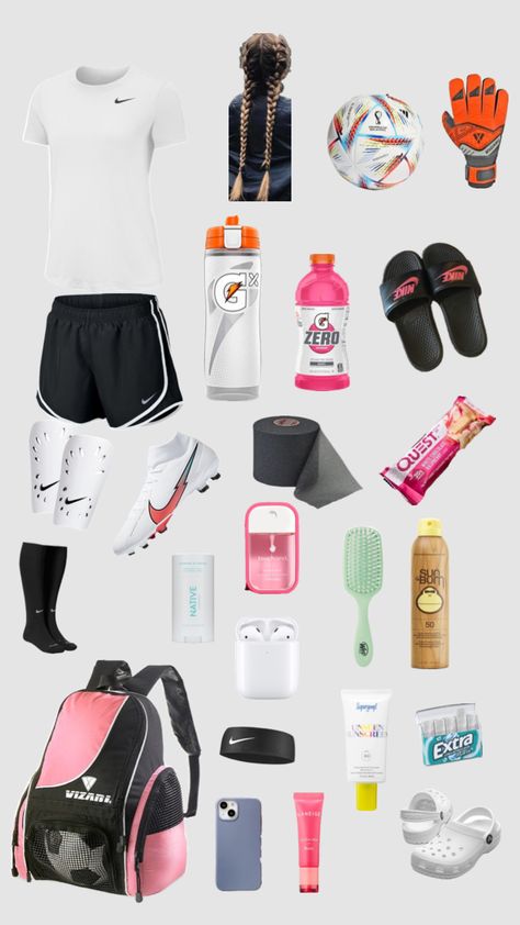 Soccer Girl Christmas List, Soccer Bag Essentials List, Soccer Outfit Ideas, Girls Soccer Outfit, Soccer Essentials Girls Products, Soccer Fits Women, Soccer Must Haves, Girl Soccer Outfits, Soccer Necessities