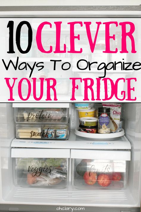 10 Awesome Ways To Organize Your Fridge And Freezer. Genius fridge organization ideas that can be made DIY with items from the dollar store. These hacks and tips are perfect for small spaces. Storage solutions for every refrigerator. Find out how to organize your fridge today! #organisation #organization #fridge #kitchenideas Organisation, Fridge Organization Dollar Store, Small Fridge Organization, Fridge Organization Hacks, Organization Fridge, Fridge Organization Ideas, Ikea Small Spaces, Refrigerator Ideas, Refrigerator Organizer