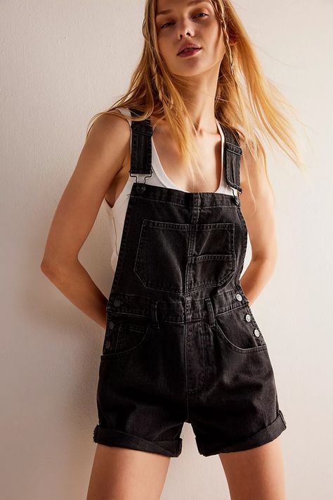 We The Free Ziggy Shortalls | Free People Ziggy Shortalls, Free People Overalls, Overall Outfit, Denim Overalls Shorts, Overalls Outfit, Nye Outfits, Black Overalls, Denim Overalls, Rompers Women