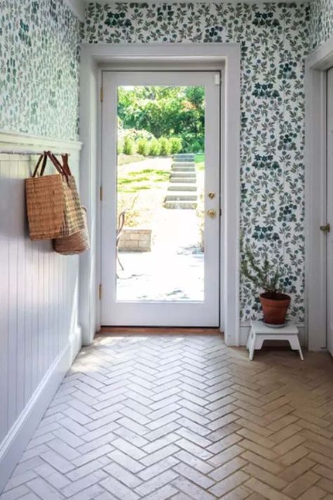 mudroom entryway ideas Mudroom Entryway Ideas, Mudroom Flooring, Brick Edging, Mudroom Entryway, Artisan Tiles, Cle Tile, Mudroom Design, Wall Exterior, Entryway Ideas