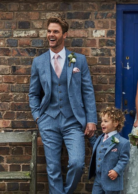 BROCTON Blue Tweed Wedding Suits, Groom Blue Suit, Tweed Wedding, Wedding April, Tweed Wedding Suits, Suits Groom, Der Gentleman, Blue Suit Wedding, Tweed Suit