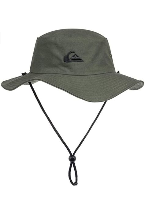 Quiksilver Men's Bushmaster Sun Protection Floppy Visor Bucket Hat #cap #hat #bushmastercap 100% Cotton Imported Pull-On closure Hand Wash Only Cotton twill fabric with Adjustable strap in matching fabric and Quiksilver embroidery on front Bucket Hat Outfit, Boonie Hat, Hat Outfit, Bucket Cap, Snowboarding Gear, Garment Labels, Hat For Man, Tag Sale, Twill Fabric