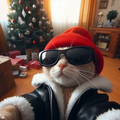 cat inside selfie with the christmas tree before destroying it, cat wearing gangster sunglasses - A Microsoft Tervező Képkészítője Funny Christmas Pfp, Cat Gangster, Christmas Cat Memes, Gangster Cat, Christmas Cat Funny, Christmas Sunglasses, Christmas Selfie, Grumpy Cat Christmas, Selfie Cat