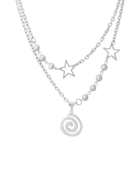 PRICES MAY VARY. Y2K GRUNGE EMO LAYERED SPIRAL STAR NECKLACE: Stars represent guidance and dreams. Spirals, denoting continuous growth and evolution, harmoniously intertwine with stars, symbolizing a journey towards self-discovery and enlightenment. With their stunning design and high-quality materials, this necklace is perfect for both everyday wear and special events MATERIALS: Meticulously crafted from high-quality titanium steel SIZE & LENGTH: The Silver Star Pendant measures 0.67 inches in Y2k Necklaces, Necklaces Star, Grunge Necklace, Dainty Jewelry Necklace, Christmas Jewelry Gift, Spiral Jewelry, Necklace Y2k, Homemade Necklaces, Star Choker