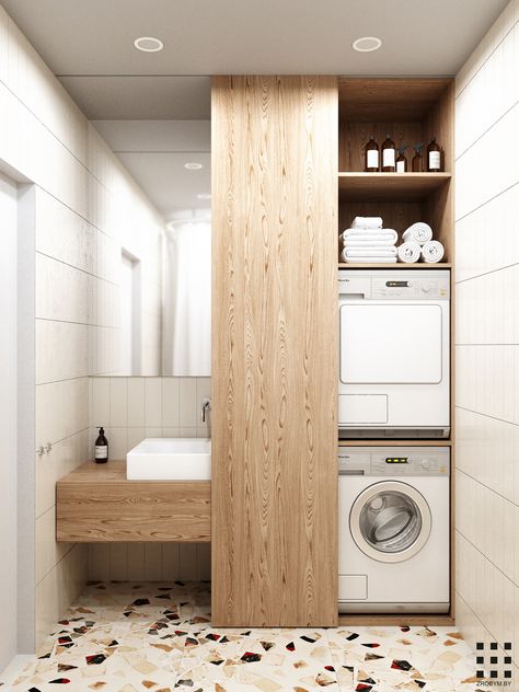 Laundry Bathroom Combo, Drømme Bad, Dream Laundry Room, Laundry Design, Laundry Room Bathroom, Modern Laundry Rooms, Laundry Room Remodel, Laundry Room Inspiration, Small Laundry Rooms