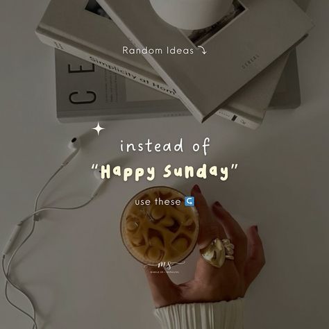 instead of “Happy Sunday” use these:🥰 #saturday #sunday #weekend #quotes #quotesoftheday #caption #notes #instagramtips #randomthoughts #fyp #margesn #smm Selfcare Sunday Aesthetic, Sunday Captions, Sunday Aesthetic, Sunday Morning Quotes, Weekend Quotes, Happy Sunday Quotes, Sunday Quotes, Saturday Sunday, Instagram Tips