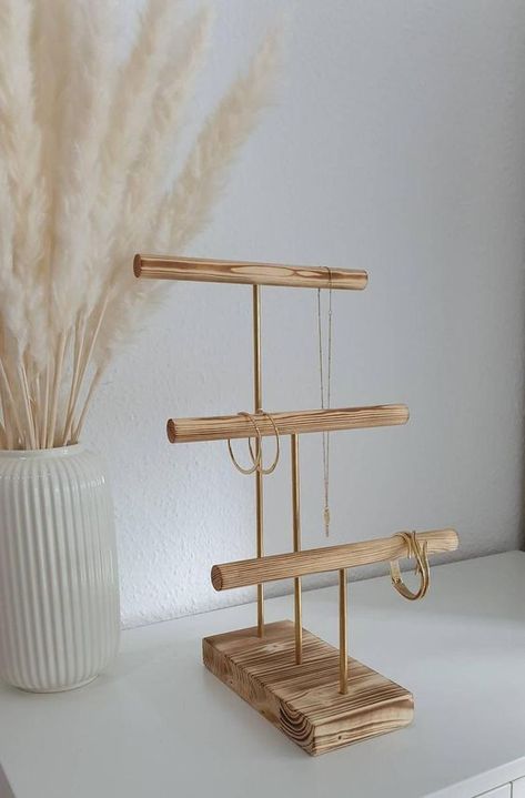 Display your jewellery with this gorgeous stand Diy Jewelry Stand, Bracelets Amazon, Wooden Jewelry Stand, Jewelry Storage Diy, Jewellery Organiser, Jewerly Displays, Jewellery Stand, Jewelry Organizer Stand, Mini Plant