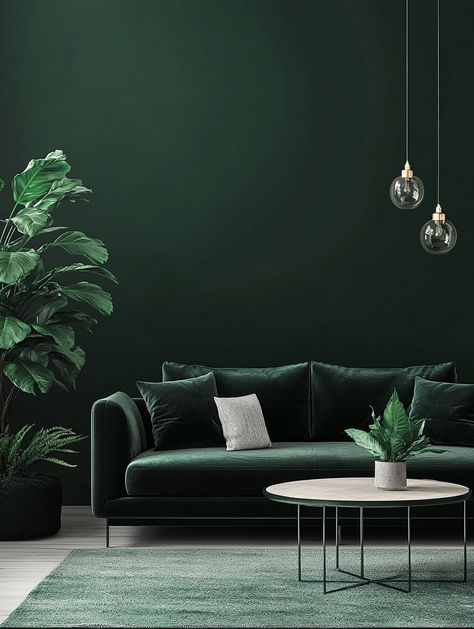 44 Dark Green Living Room Ideas - Elegant and Cozy Decor Tips Monochromatic Green Interior Design, Cozy Living Rooms Dark Wood, Living Room Designs Dark Colors, Dark Green And Blue Living Room, Dark Colors Living Room, Dark Green Living Room Color Scheme, Dark Cosy Living Room, Dark Green Walls Living Room, Dark Green Painted Walls